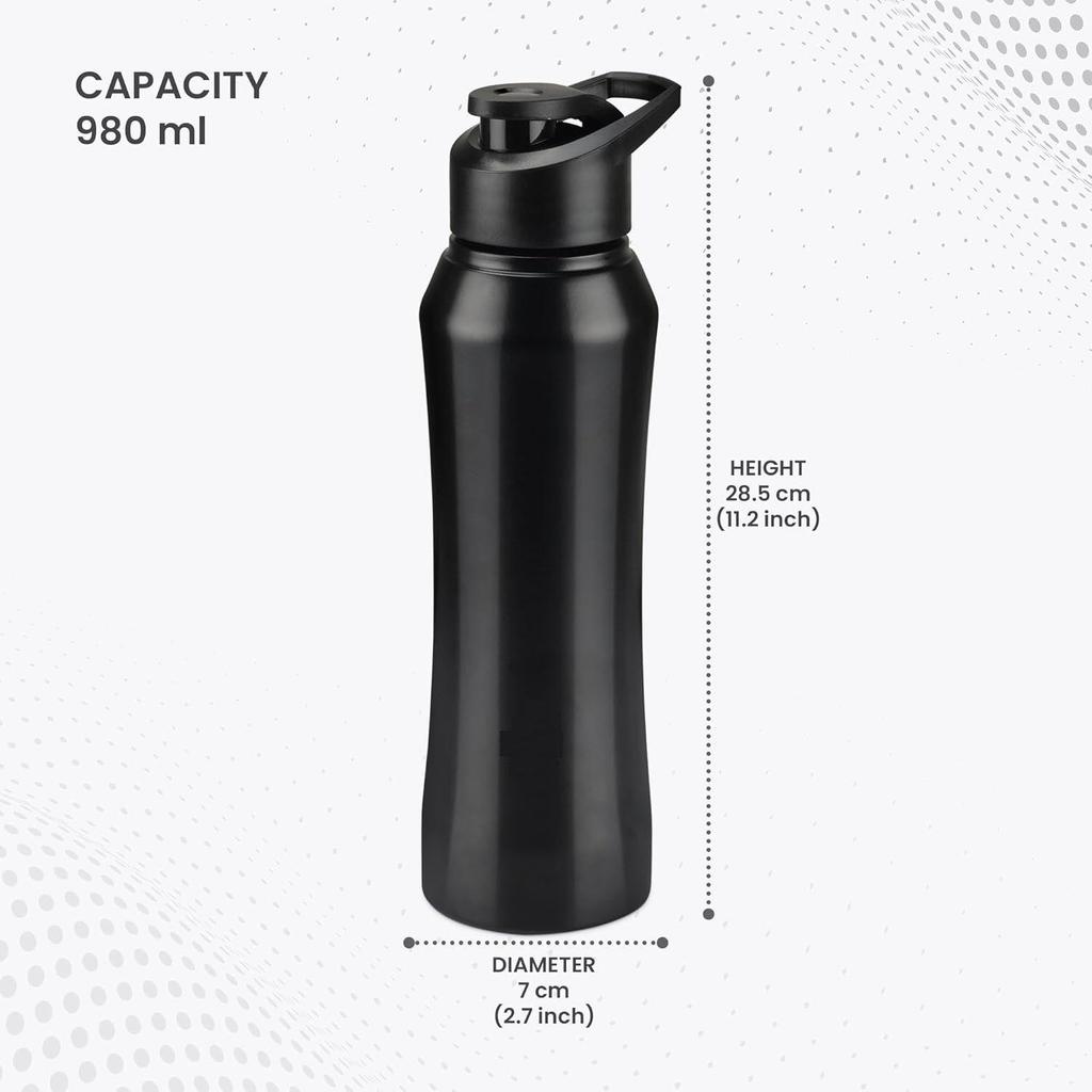 Comet 1000 Stainless Steel Water Bottle 1000 ml, Single Walled, ISI Certified I Leak Proof Lid, Rust Proof I For School, Office, Gym