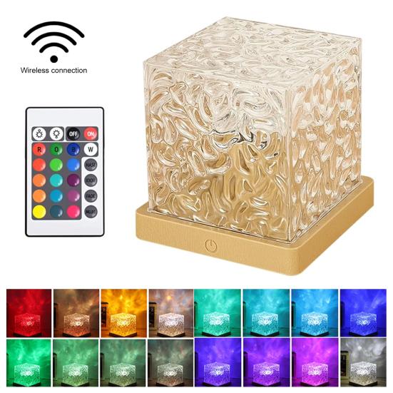 

Aurora Projector Night Light Ambient Lighting with Remote Control Rechargeable Portable Water Ripple Effect LED Lamp for Bedroom Living Room G