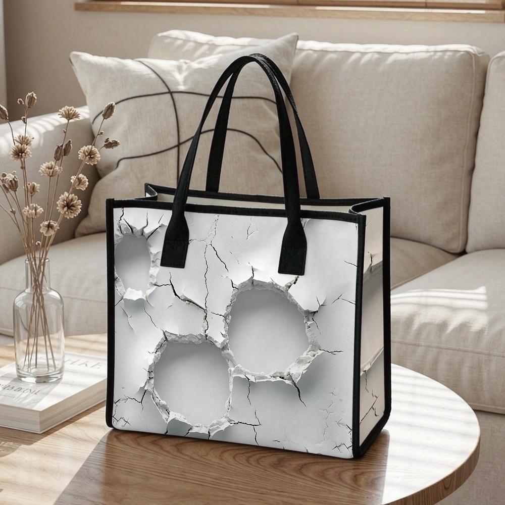 Crack Print Casual Tote Bag Stylish Large Capacity Daily Use Handbag