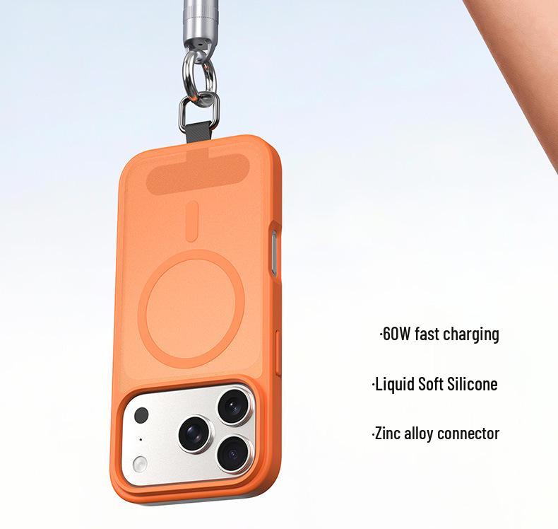 Dual Type-C & Lightning Zinc Alloy Silicone Lanyard Cable, 60W Fast Charger