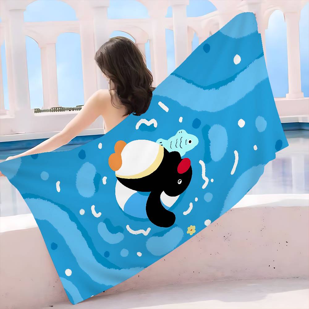 Funny P-PinguS Cute Cartoon Microfiber Blanket Quick Drying Beach Towels Oversized Printing Super Absorbent Pool Towel Blanket