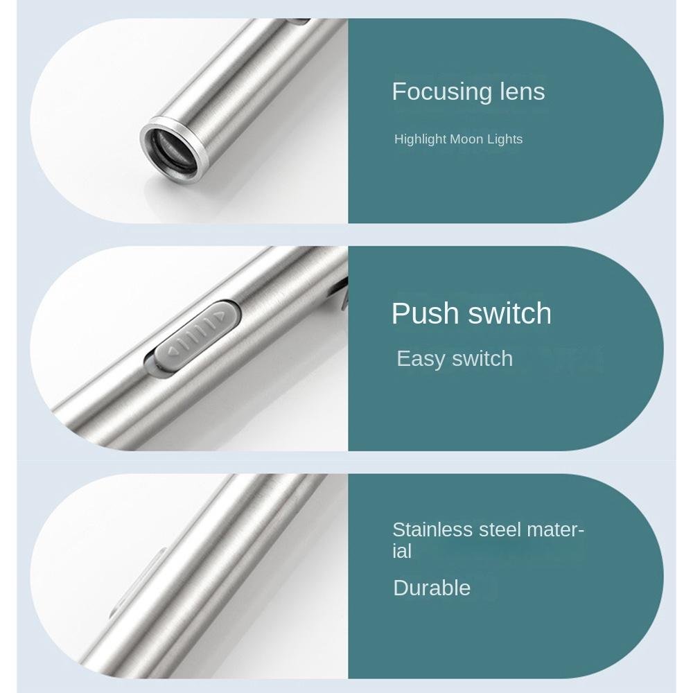 Stainless Steel Doctors Pen Light Portable with Steel Clip Nurse Pocket Flashlight Energy-saving Water-proof Nursing Penlight