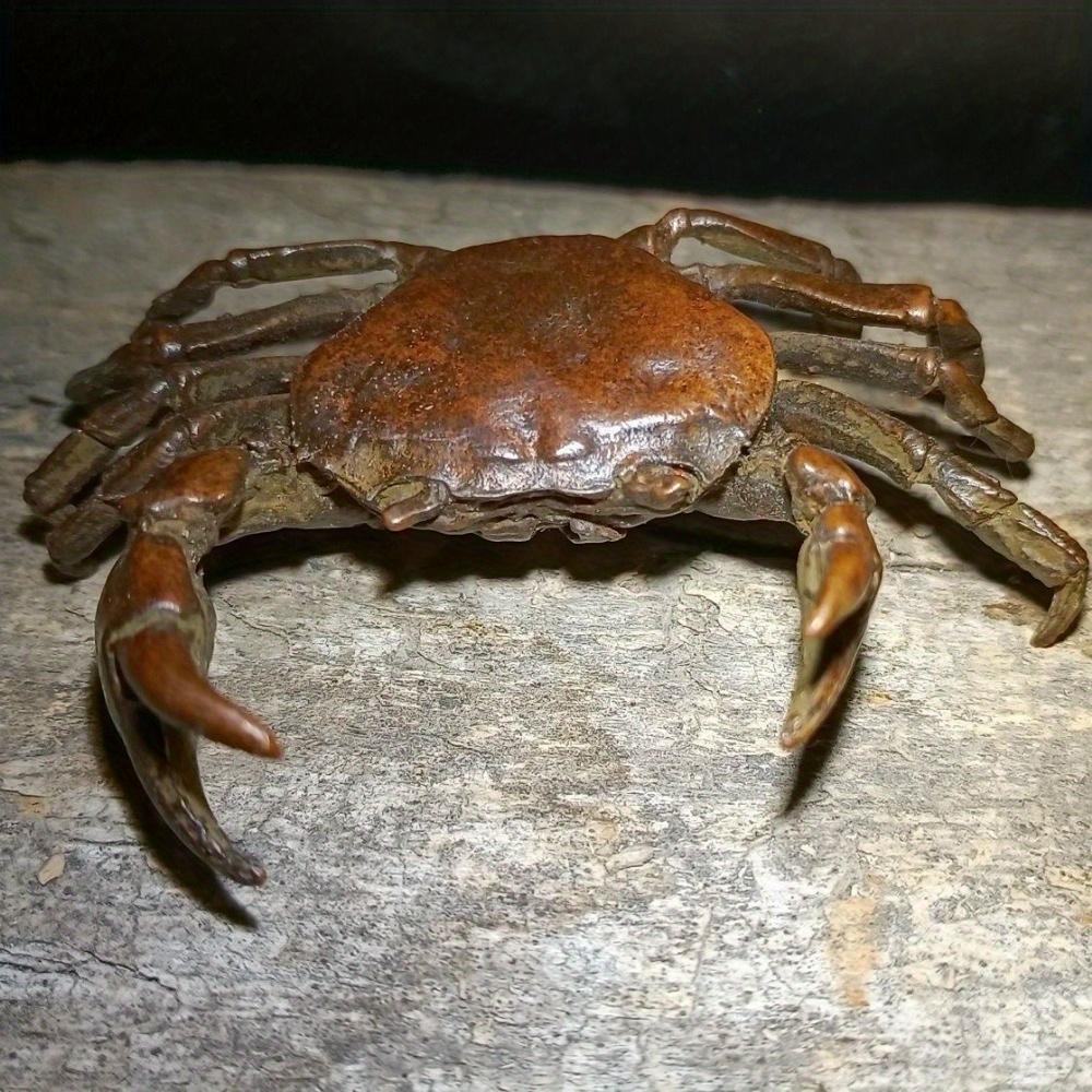 Vintage Krab Simulace Zvířecí Model Socha Figurka Miniatura Čajový Mazlíček Ornament Starožitné Kovové Řemesla Stolní Dekorace