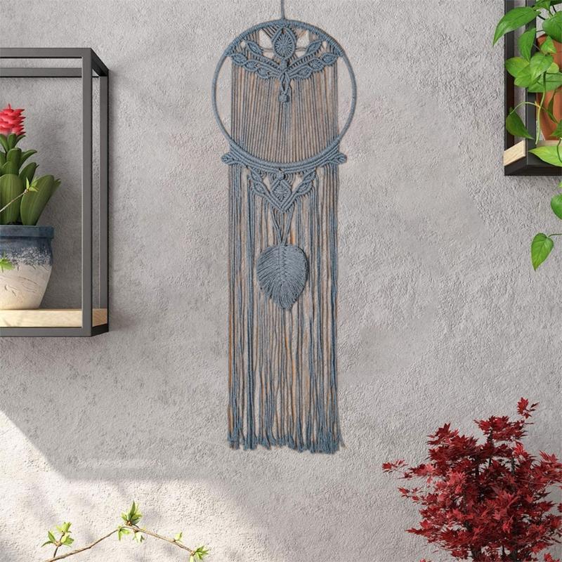 Macrame Woven Wall Hanging Leaf Tree Dream Catcher,Bohemian Handmade Room Hanging Tapestry,Wedding Decoration Crafts