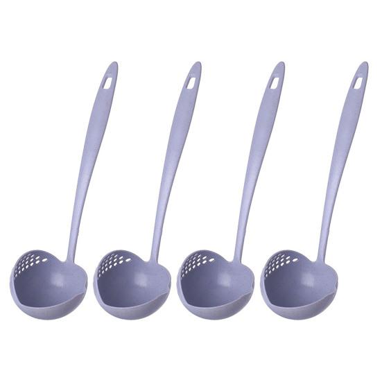 

4 Pcs 2-in-1 Skimming Spoon Long Handle Wheat Soup Spoon with Filter Household Leaking Spoon for Draining Serving синій