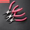 Pink DIY Multifunctional Jewelry Pliers Set: 5" Needle-Nose, Round-Nose, and Angled Pliers. Ideal for crafting and detailed work.