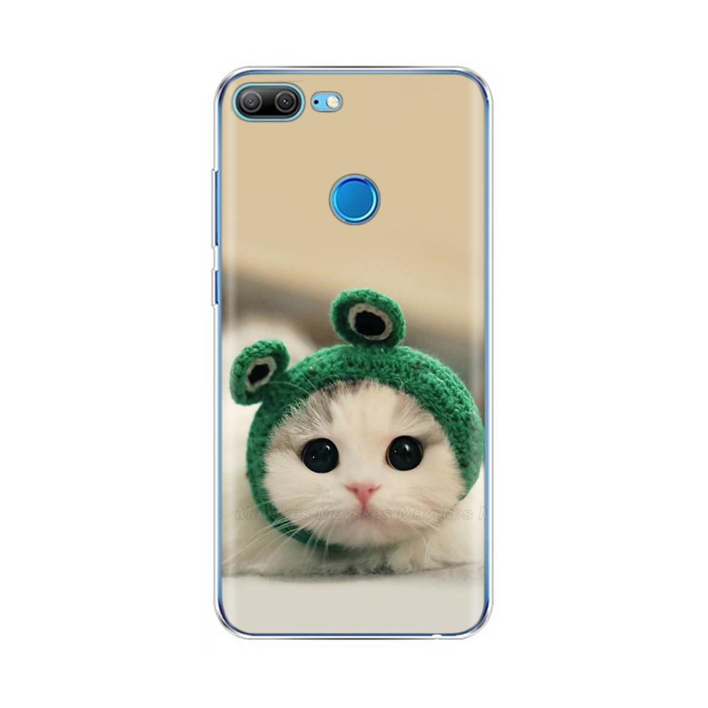 Phone Case For Honor 9 Lite Back Cover for Huawei Honor 9 Lite Cases Transparent Silicon TPU Protective Cats Flower Print Covers