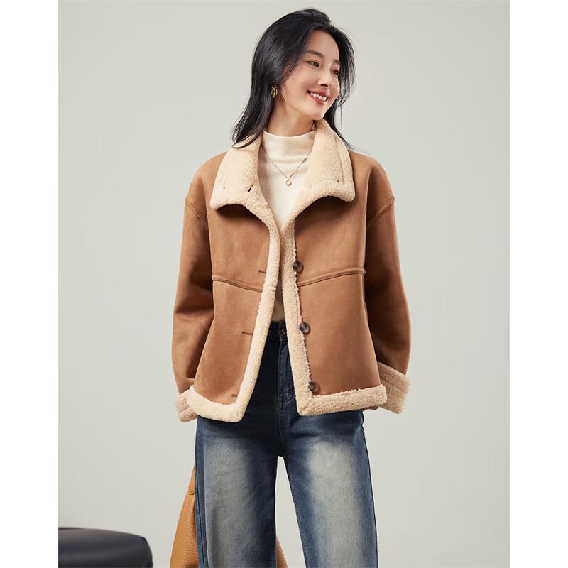 Petite Faux Suede & Lamb Shearling Winter Coat