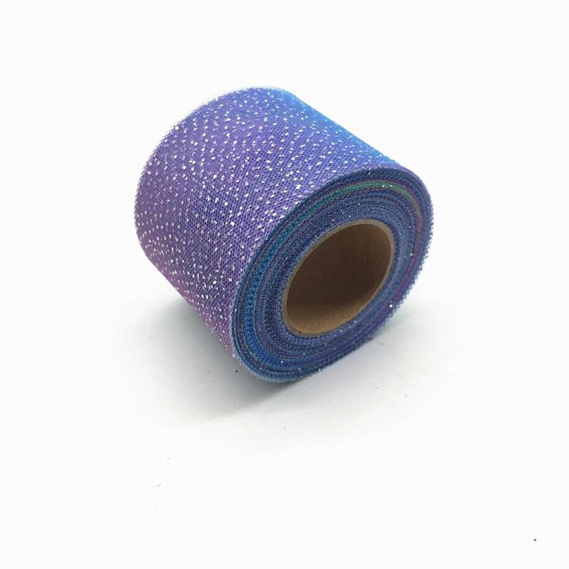 25Yards/roll 6cm Silver Glitter Dot Rainbow Tulle Mesh Ribbon DIY Headwear Organza Fabric Tutu Dress Baby Shower Party Supplies