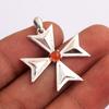 Karneol-Malteserkreuz-Anhänger, 100 % 925er Sterlingsilber, Charm-Anhänger