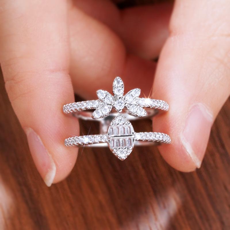 

2026 New High End Sweet Shining Cubic Zirconia Ring for Women with Double Layered Design, Horse Eye Shining Design, and Zircon 6