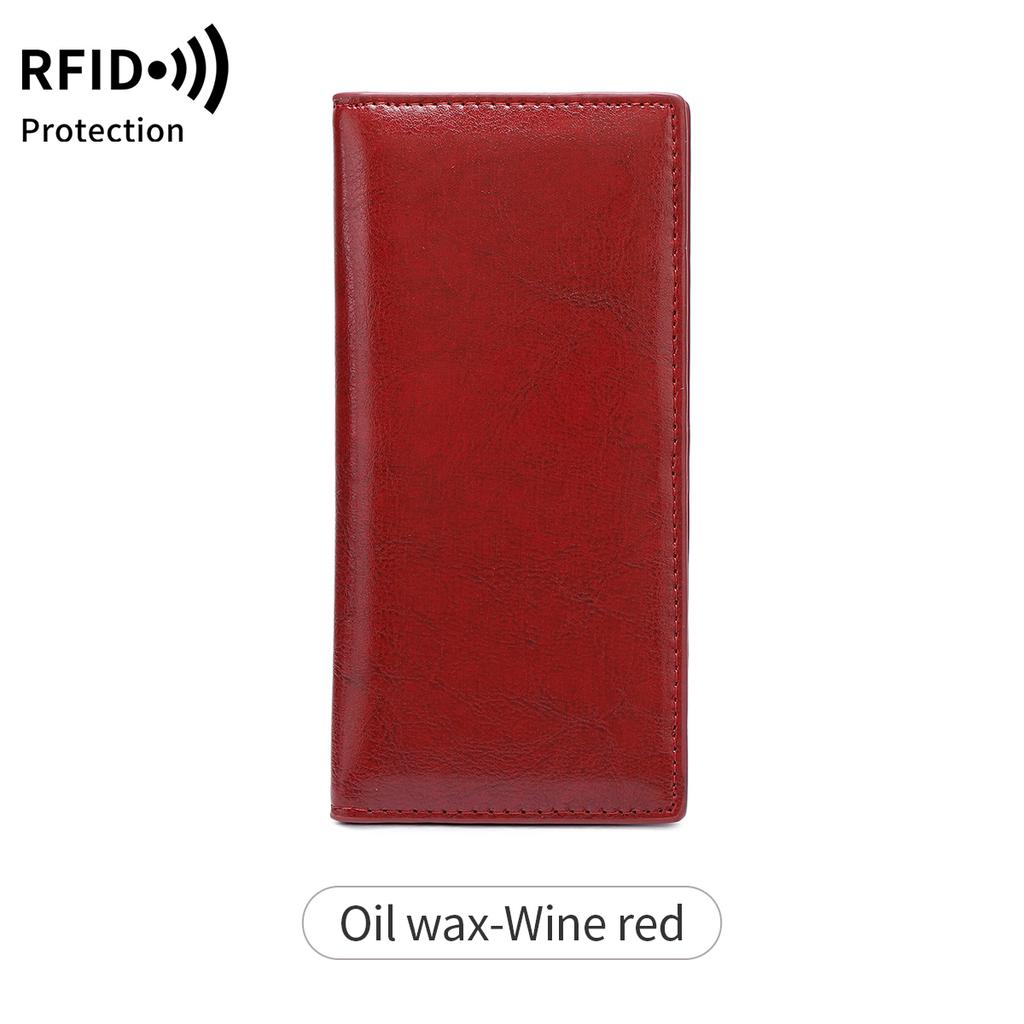 Portefeuille Minimaliste Ultra-fin pour Femme Blocage RFID Porte-cartes de Crédit Pliage Bifold Long Portefeuille pour Femme Couleur Unie Pochette Portable