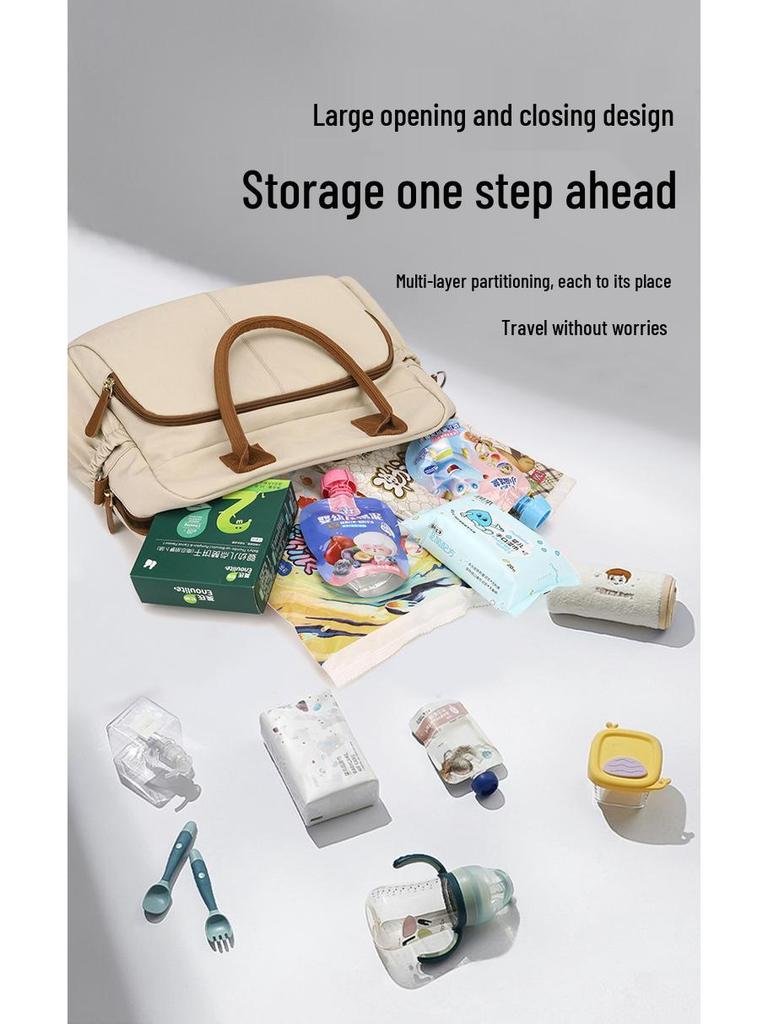 Multifunctional Large Capacity Maternity Bag with Insulated Bottle Holder