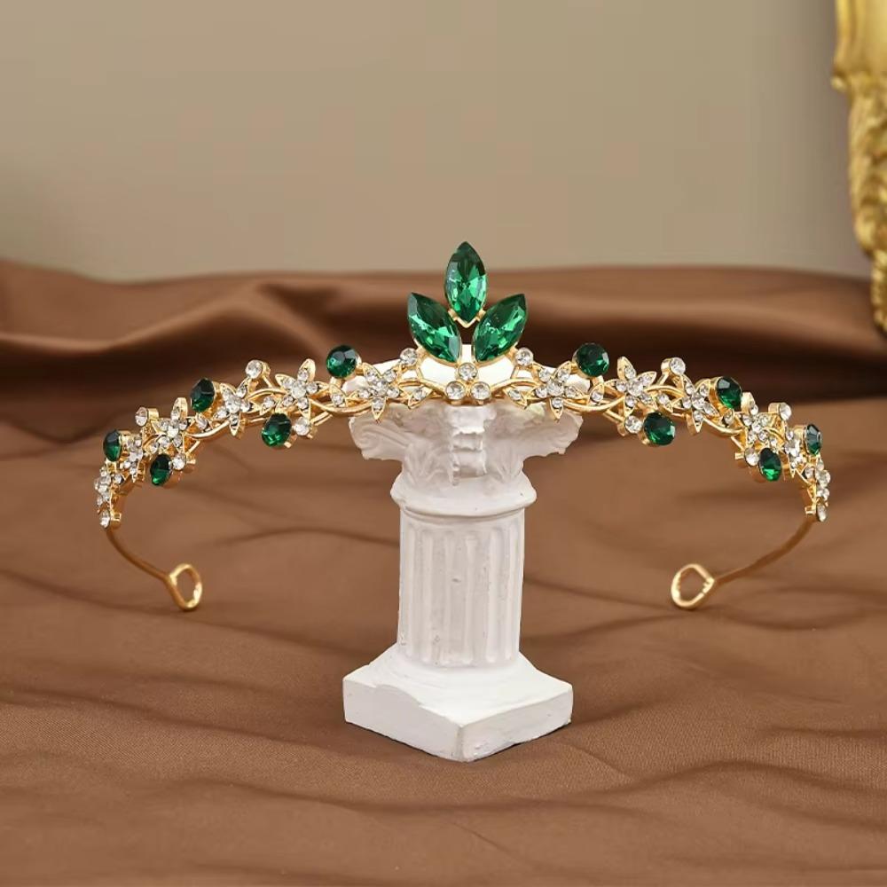 Simple Baroque Crystal Crown Tiara Elegant Design Crystal Rhinestone Princess Crown Sweet Style Bridal Crown Photography Props
