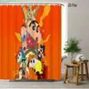Crayon Shin-Chan Movie Adventure 2D Print Waterproof Shower Curtain, Orange Anime Bathroom Decor With Hooks
