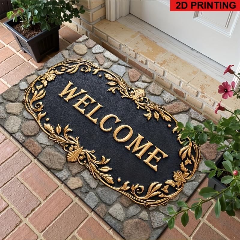 1Pcs Anti Fatigue Kitchen Rugs,  Vintage Golden Print Waterproof Non-Slip Thick Cushioned Kitchen Mat Heavy Duty Comfort Standing Mat for Kitchen