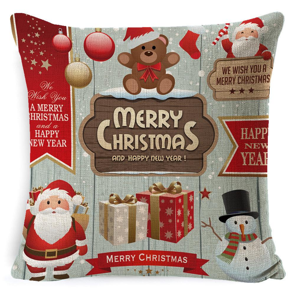 Christmas Linen Pillow Case Home Nap Lumbar Cushion Pillow Sofa Bedside Cushion Pillow Case