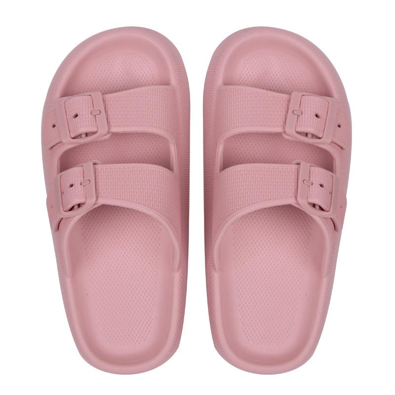 2025 Thick-Soled Double Buckle EVA Sandals: Step-On-Comfort for Couples, Women, Indoor/Outdoor Use