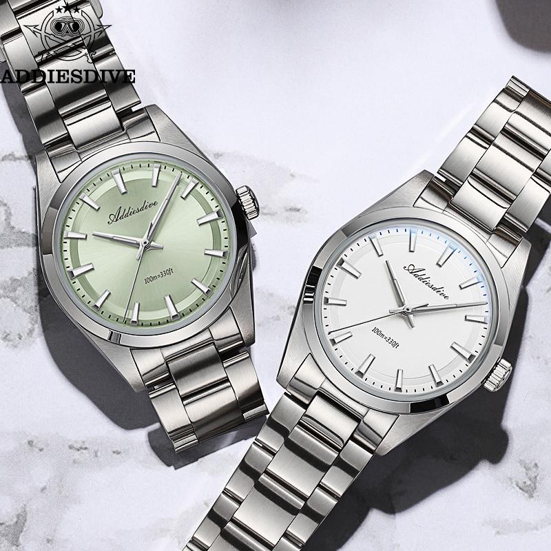 ADDIESDIVE Hot Sale AD2066 Quartz Watch Simple Waterproof Wristwatch Bubble Mirror Pot Cover Glass Stainless Steel Men's Watches