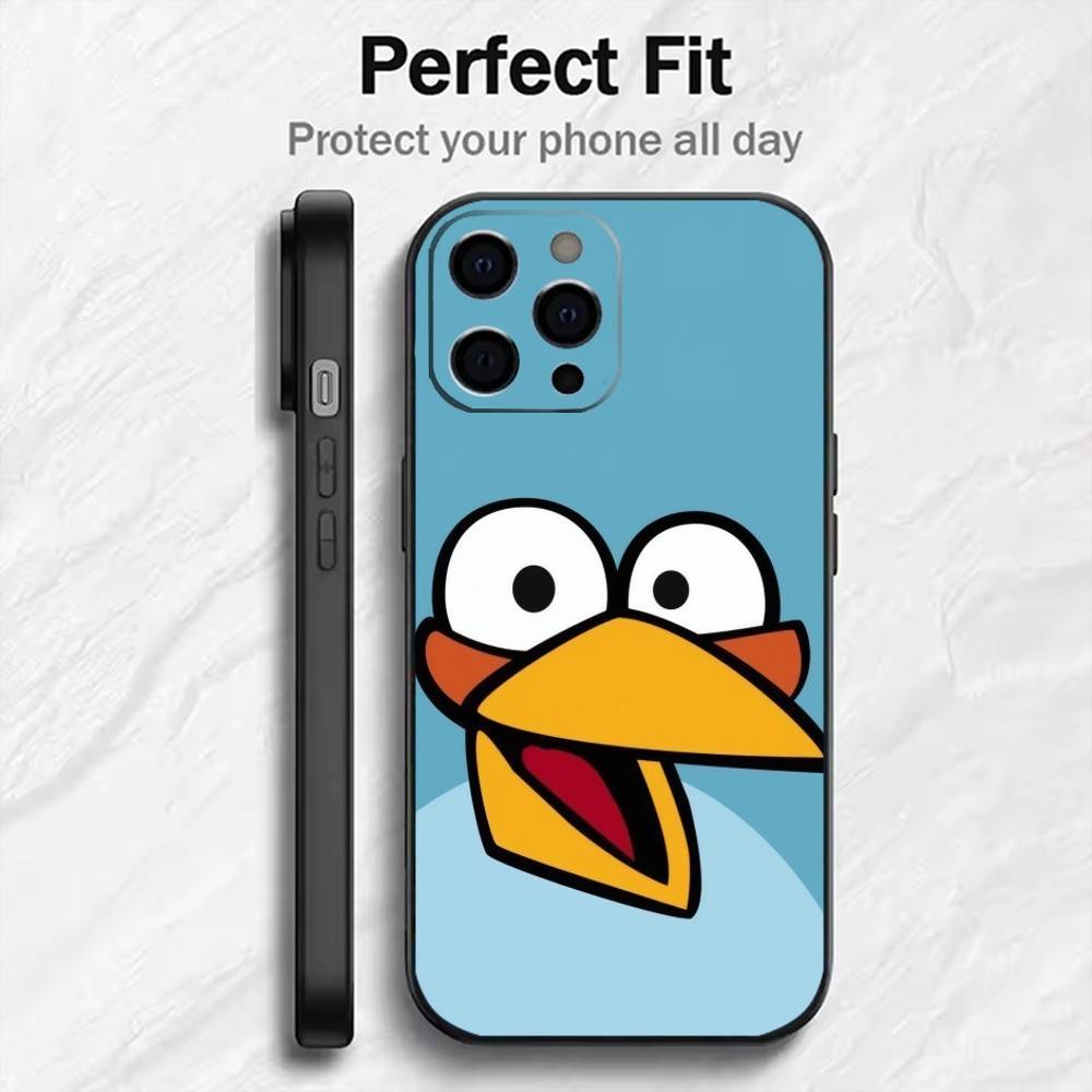 BIRD Game A-Angry-y B-Bird Phone Case For iPhone17,16,15,14,13,12 Plus,Max Soft Silicone Black Cover