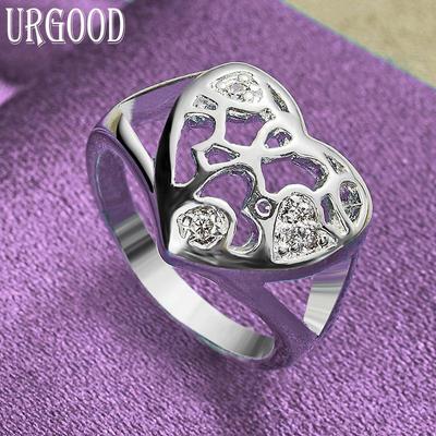 925 Sterling Silver Heart Ring AAA Zircon Gift Fashion Jewelry
