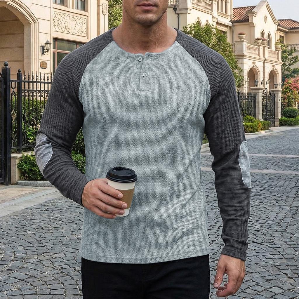 Men'S Fashion Stand Up Collar Solid Color Shirt Casual Long Sleeved Top