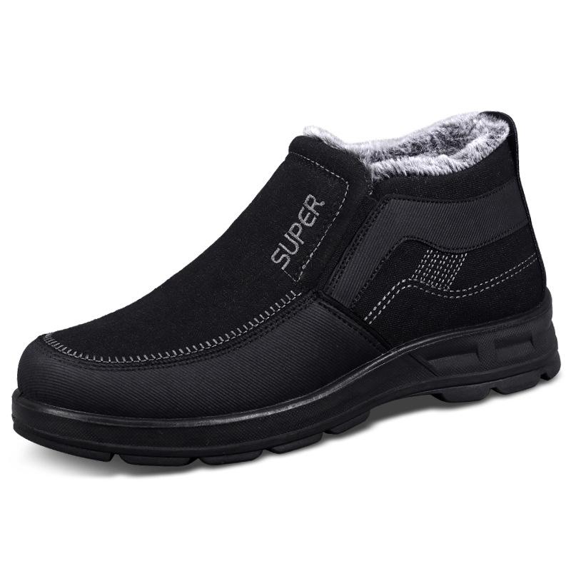 Fashion Shoes for Men Winter Fashion Non-slip Cotton Shoes Men's Thickened Leather Waterproof Casual Snow Boots Zapatillas Hombre