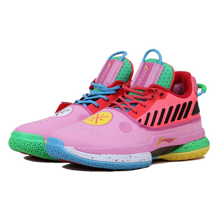 Li Ning WOW 7 Way Of Wade 7 Slip Resistant Lightweight Non Slip Lightweight Low Top Basketball Shoes Womens Pink ABAN135-4