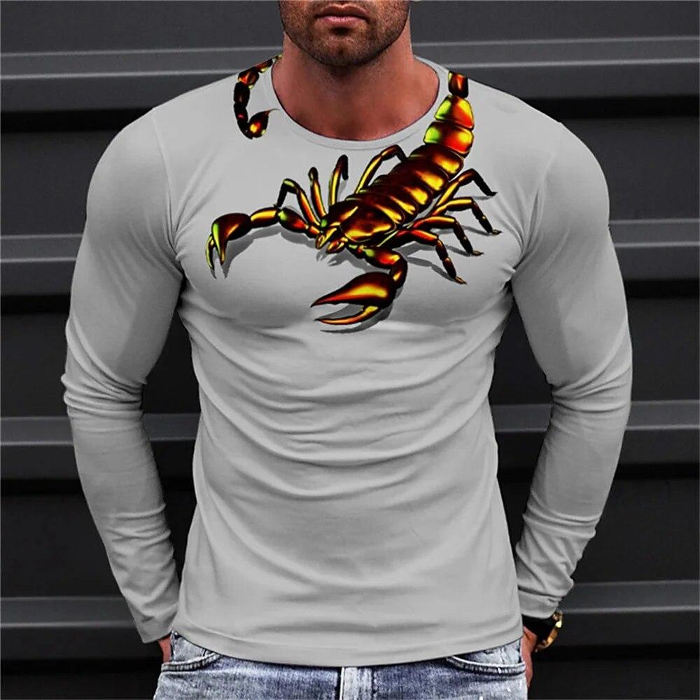 New Autumn Men's T-Shirt Animal 3D Print Scorpions O-Neck Long Sleeve Fashion Men's Shirt Casual Street Oversized T-Shirt
