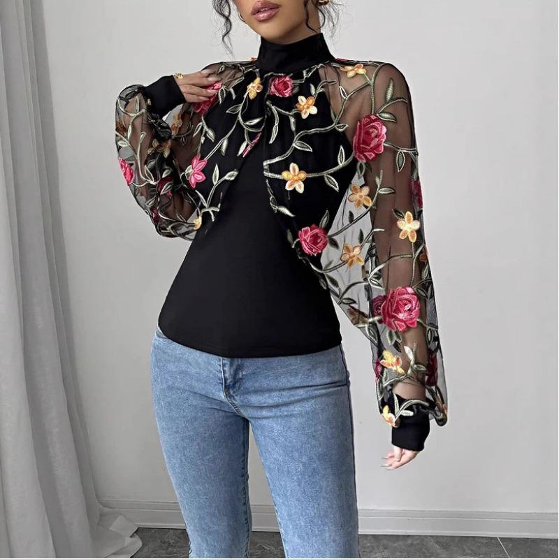Nuovi Top Estivi da Donna con Ricami Floreali e Pizzo Cucito Design alla Moda