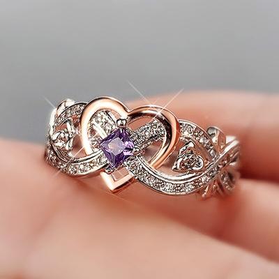 Creative Women's Heart Rings with Romantic Rose Flower Design Wedding Engagement Love Rings Hot Sale Aesthetic Jewelry KTY