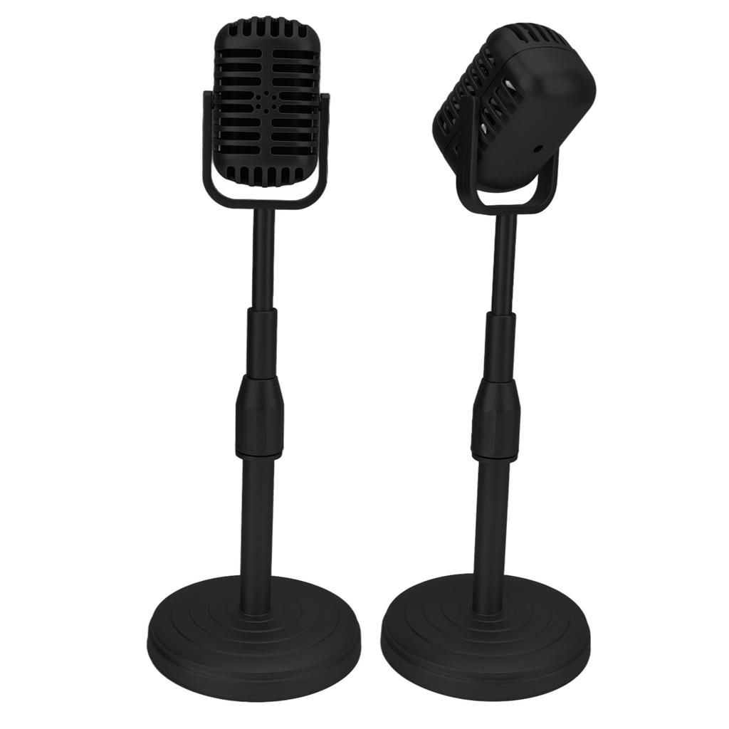 Simulation Old Fashioned Microphone Model with Stable Base and Support Rod Retro Mic Prop Set for Photography