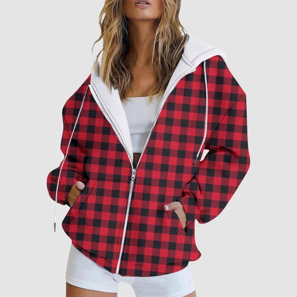 Veste zippée dégradée mode Sweat à capuche pour femme Automne et Hiver Sweat à capuche décontracté Sweat à capuche zippé Manteau chaud pour femme Hauts