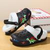 Fleece-Lined EVA Clogs with Cartoon Construction Vehicle Design - Warm Slip-On Winter Shoes for Autumn & Winter,Cold Weather Footwear