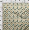 oneOone Cotton Poplin Light Beige Fabric Floral Retro Sewing Material Print Fabric By The Yard 42 Inch