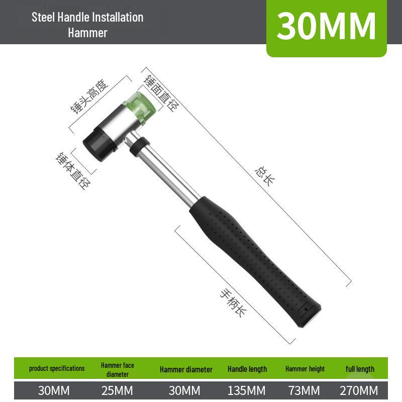Rubber Mallet with Steel Handle for Home Improvement and Tile Installation