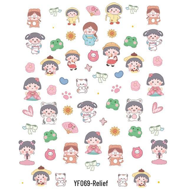 Luminous Chibi Maruko-chan 5D Stereo Nail & Phone Stickers - DIY Cartoon Decoration