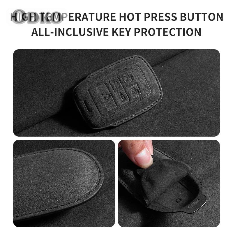 Car Key Case Cover For Land Rover Range Rover Evoque Discovery Sport Velar For Jaguar Xe Xf E-Pace F-Pace Suede Key Accessories