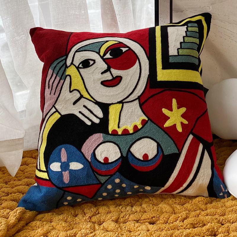 

Новый стиль Пикассо Вышивка Абстракция Наволочка Подушки Чехлы Декоративные Подушки Чехлы Для Дивана Автомобиль Наволочка 45x45см 45x45cm