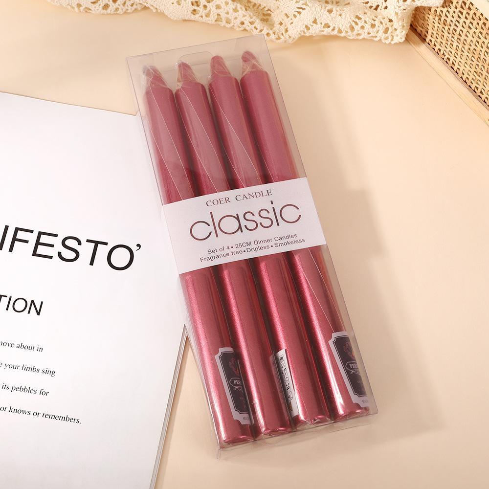 Electroplated European Color Long Pole Candle Household Odorless Candlelight Dinner Candlestick Pole Made of Wax