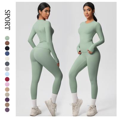 Hladký přiléhavý set na jógu, ležérní rychleschnoucí fitness set, dvoudílný sportovní set pro venkovní běh pro ženy