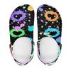 White EVA Clogs with Neon Cross Print, Lightweight Slip On Garden Shoes, Breathable Beach Sandals, Indoor Outdoor Slippers for Men Women