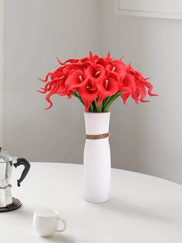 Lot de 24 lys calla artificiels au toucher réaliste, pour bouquet de mariage, décoration de fête