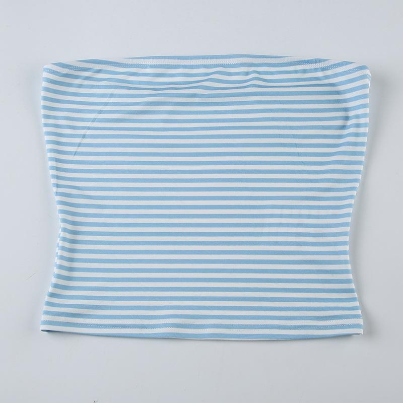 Women Cropped Tube Tops Strapless Off Shoulder Backless Short Tank Summer Party Club Striped/Solid Mini Vest New