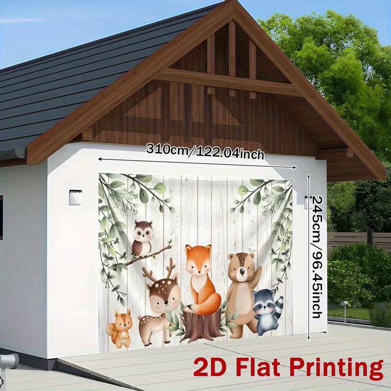 2D Rustic Woodland Creatures Background Banner for Kids' Photo Shoot