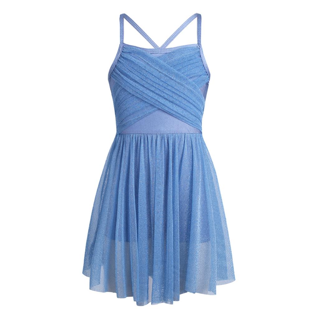 Dziecięce dziewczyny Camisole Fancy Dress Spaghetti Paski Balet Łaciński taniec współczesny Błyszcząca sukienka liryczna