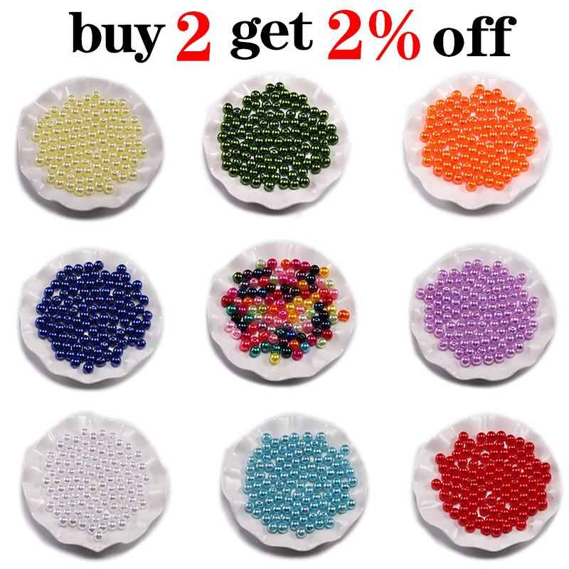 50-400pcs/lot 4/6/8/10/12MM Hole Imitation Pearl Beads Round Plastic Acrylic Spacer Bead for Jewelry Making Findings Supplies