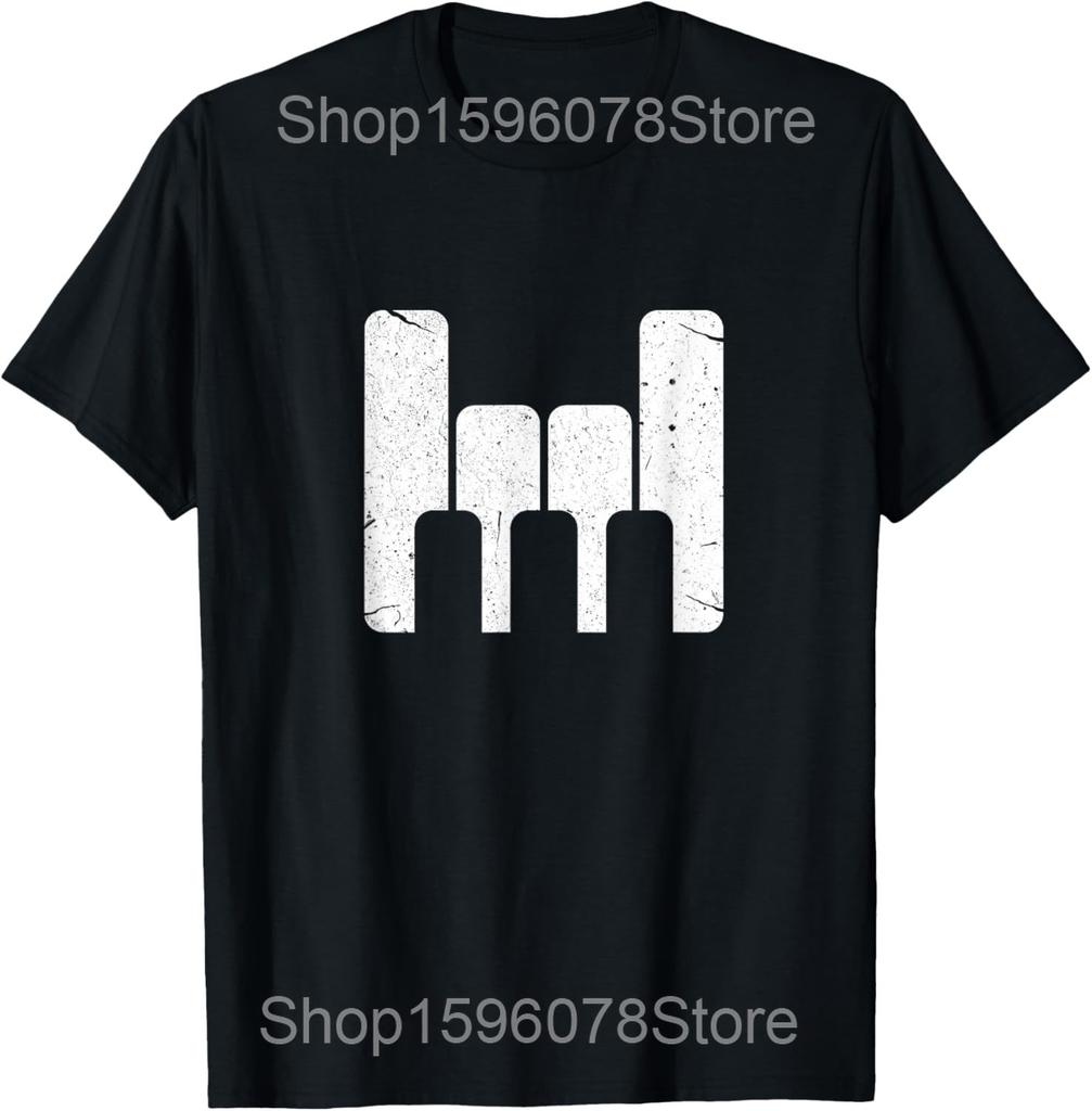 Keyboard Heartbeat Cool Piano Player Novelty Rock Music T Shirts Men Streetwear Tee Shirt Short Sleeve Unisex Loose Clothing