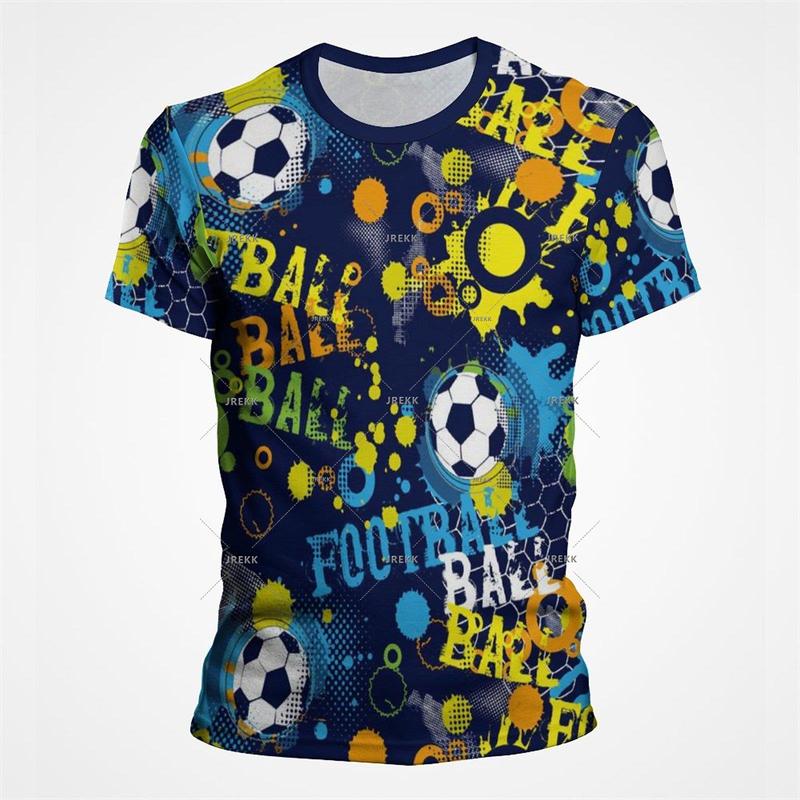 Summer Men's Football 3D Printed Crew Neck T-Shirt