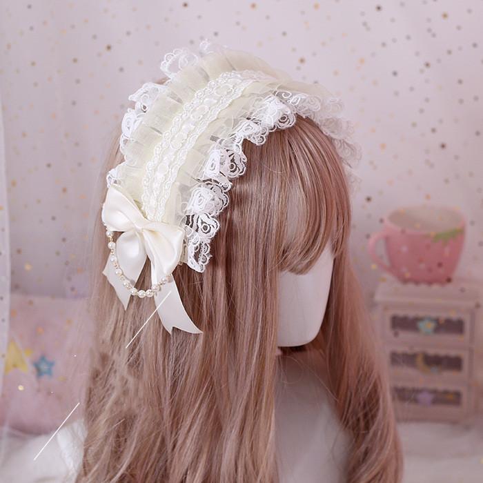 Japanese Sweet Lovely Hair Band Lolita Maid Hairband Lace Ribbon Bowknot Headband Cosplay Headdress Cute Accessories
